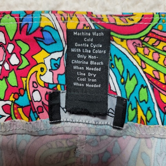 ATTYRE Woman Paisley Print Capris  60s Plus Size 18W Multi Color Stretch 7R35947 - Picture 3 of 8